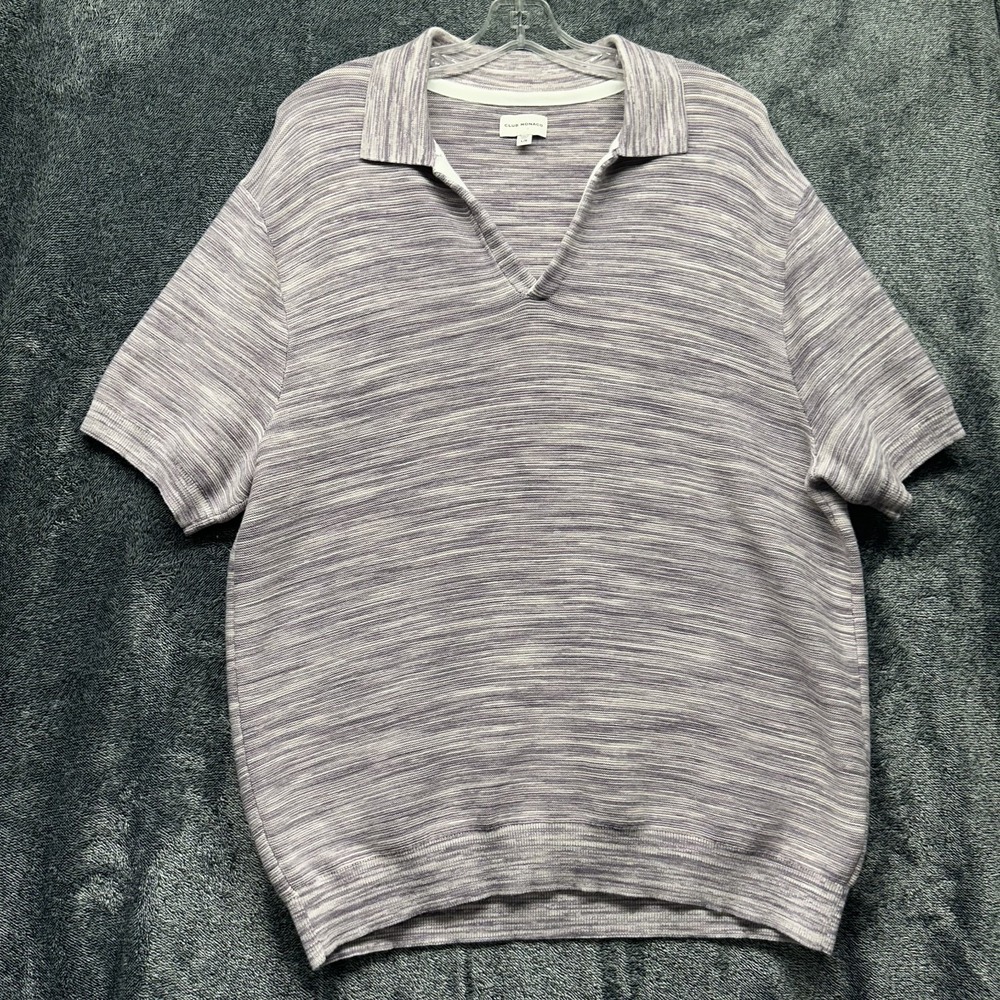 Club Monaco Mens Size L Short Sleeve Purple Pullover Polo Sweater (S3)